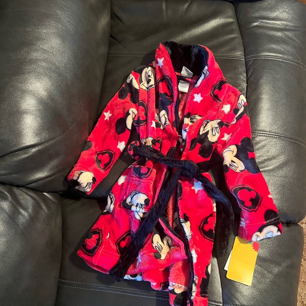 Disney Minnie Mouse Kids Robe - Red and Black